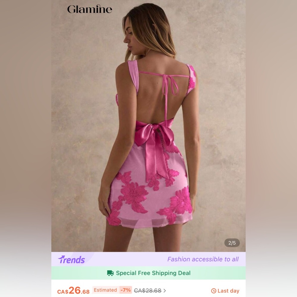 Pink Floral Dress - Picture 4 of 4